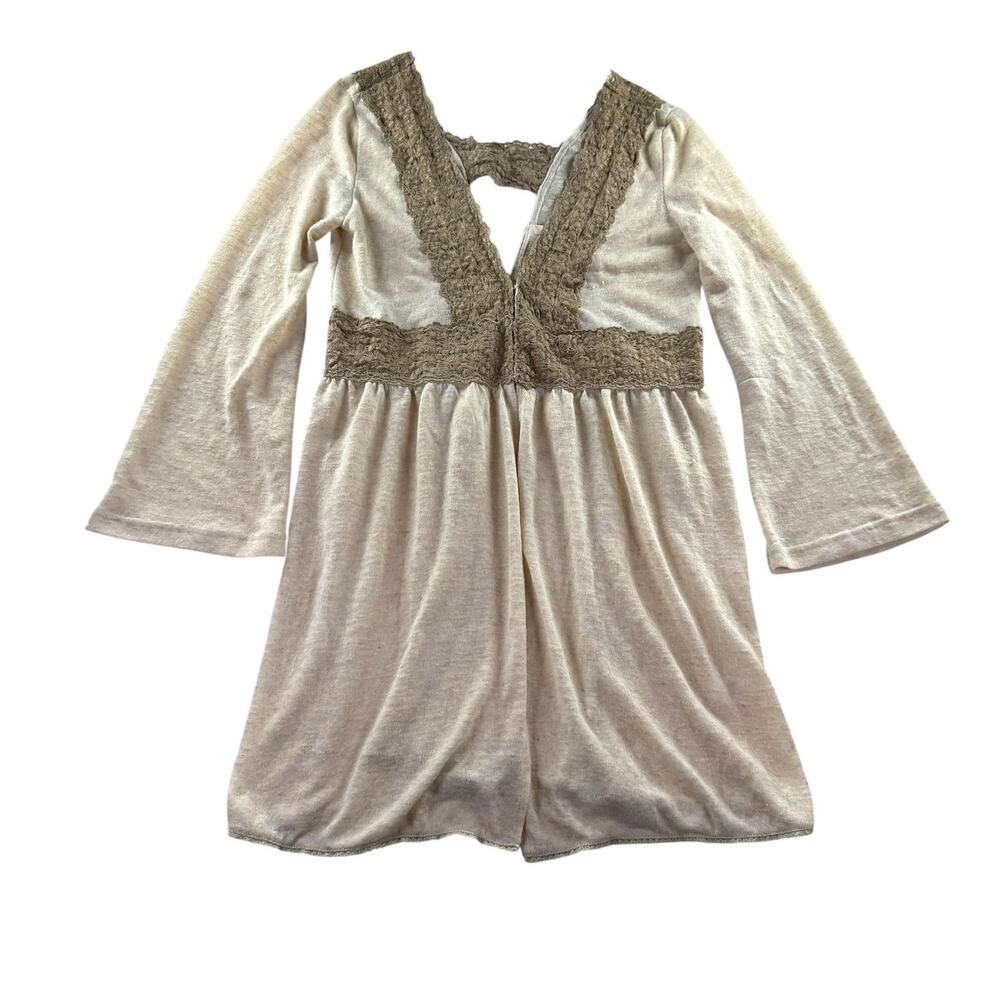 Les Soeurs Cream Crochet Trim Bell Sleeve Tunic S Whimsygoth Cottagecore Linen